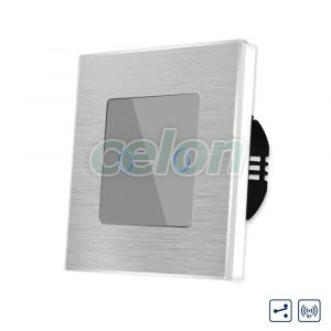 Intrerupator Dublu Cap Scara / Cruce cu Touch din Sticla si Rama de Aluminiu LUXION, RF433, Prize - Intrerupatoare, Luxion, Luxion