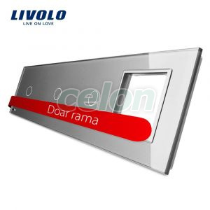 Panou intrerupator simplu+simplu+simplu cu touch + priza LIVOLO din sticla, Prize - Intrerupatoare, Livolo, Livolo
