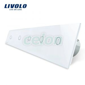 Intrerupator LIVOLO cu touch din sticla cu 5 intrerupatoare simple, Prize - Intrerupatoare, Livolo, Livolo