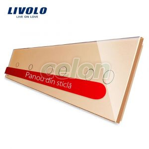 Panou intrerupator simplu+simplu+dublu+dublu cu touch LIVOLO din sticla, Prize - Intrerupatoare, Livolo, Livolo