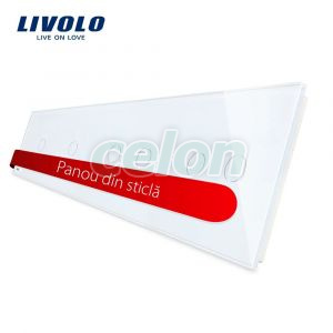 Panou intrerupator simplu+simplu+dublu+dublu cu touch LIVOLO din sticla, Prize - Intrerupatoare, Livolo, Livolo