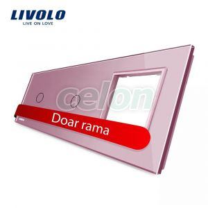 Panou 2 intrerupatoare simple cu touch si priza Livolo din sticla, Prize - Intrerupatoare, Livolo, Livolo