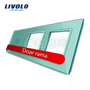 Panou intrerupator simplu cu touch si 2 prize Livolo din sticla, Prize - Intrerupatoare, Livolo, Livolo