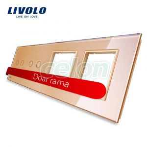 Panou 2 intrerupatoare duble cu touch si 2 prize LIVOLO din sticla, Prize - Intrerupatoare, Livolo, Livolo