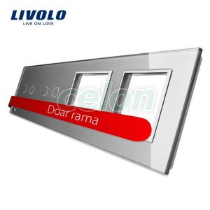 Panou 2 intrerupatoare duble cu touch si 2 prize LIVOLO din sticla, Prize - Intrerupatoare, Livolo, Livolo