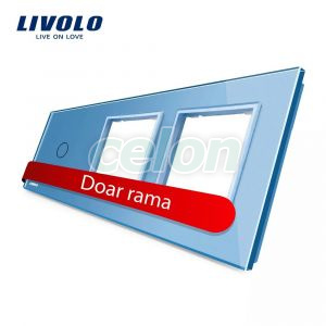 Panou intrerupator simplu cu touch si 2 prize Livolo din sticla, Prize - Intrerupatoare, Livolo, Livolo