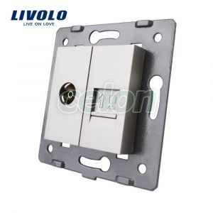 Priza dubla televizor + priza internet Livolo, Prize - Intrerupatoare, Livolo, Livolo