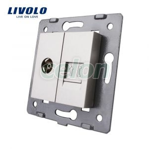 Priza dubla TV + telefon Livolo, Prize - Intrerupatoare, Livolo, Livolo