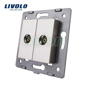 Priza dubla TV Livolo fara rama din sticla, Prize - Intrerupatoare, Livolo, Livolo