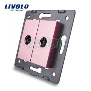 Priza dubla TV Livolo fara rama din sticla, Prize - Intrerupatoare, Livolo, Livolo