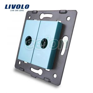 Priza dubla TV Livolo fara rama din sticla, Prize - Intrerupatoare, Livolo, Livolo