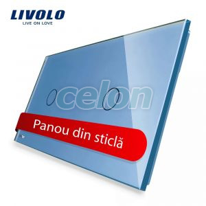 Panou intrerupator simplu+simplu cu touch Livolo din sticla, Prize - Intrerupatoare, Livolo, Livolo