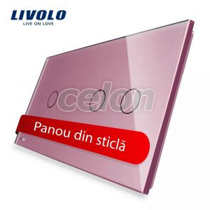 Panou intrerupator simplu+dublu cu touch Livolo din sticla, Prize - Intrerupatoare, Livolo, Livolo