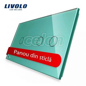 Panou intrerupator simplu+dublu cu touch Livolo din sticla, Prize - Intrerupatoare, Livolo, Livolo