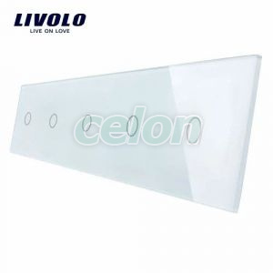 Panou 5 intrerupatoare simple cu touch Livolo din sticla, Prize - Intrerupatoare, Livolo, Livolo
