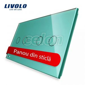 Panou intrerupator dublu+dublu cu touch Livolo din sticla, Prize - Intrerupatoare, Livolo, Livolo