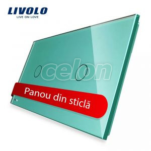 Panou intrerupator simplu+simplu cu touch Livolo din sticla, Prize - Intrerupatoare, Livolo, Livolo