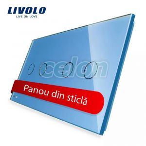 Panou intrerupator dublu+dublu cu touch Livolo din sticla, Prize - Intrerupatoare, Livolo, Livolo