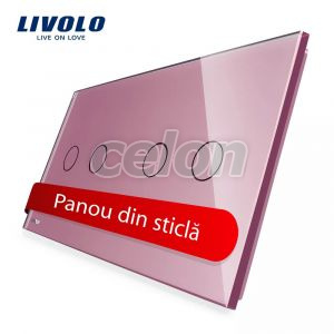 Panou intrerupator dublu+dublu cu touch Livolo din sticla, Prize - Intrerupatoare, Livolo, Livolo