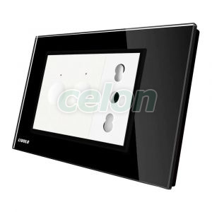 Intrerupator dublu + priza Livolo cu rama din sticla, Standard italian, Prize - Intrerupatoare, Livolo, Livolo