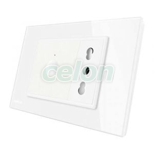 Intrerupator simplu + priza Livolo cu rama din sticla, Standard italian, Prize - Intrerupatoare, Livolo, Livolo