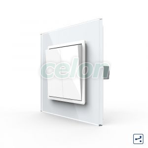 Intrerupator Dublu Mecanic Cap Scara LIVOLO cu Rama din Sticla - Serie Noua, Prize - Intrerupatoare, Livolo, Livolo