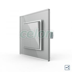 Intrerupator Dublu Mecanic Cap Scara LIVOLO cu Rama din Sticla - Serie Noua, Prize - Intrerupatoare, Livolo, Livolo