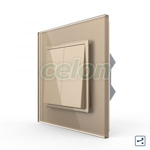 Intrerupator Dublu Mecanic Cap Cruce LIVOLO cu Rama din Sticla - Serie Noua, Prize - Intrerupatoare, Livolo, Livolo