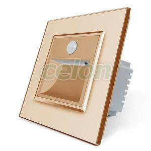 Lampa de veghe LED Livolo cu rama din sticla, Senzor miscare incorporat, Prize - Intrerupatoare, Livolo, Livolo