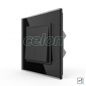 Intrerupator Dublu Mecanic Cap Cruce LIVOLO cu Rama din Sticla - Serie Noua, Prize - Intrerupatoare, Livolo, Livolo
