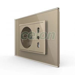 Priza dubla italiana Livolo cu rama din sticla - standard italian, Prize - Intrerupatoare, Livolo, Livolo