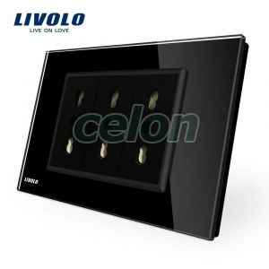 Priza tripla italiana Livolo cu rama din sticla - standard italian, Prize - Intrerupatoare, Livolo, Livolo