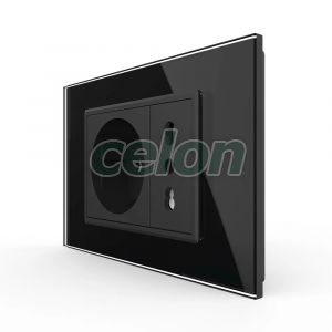 Priza dubla italiana Livolo cu rama din sticla - standard italian, Prize - Intrerupatoare, Livolo, Livolo