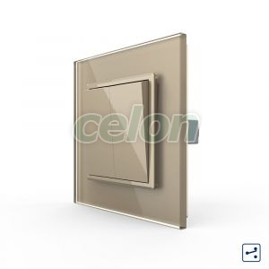 Intrerupator Dublu Mecanic Cap Scara LIVOLO cu Rama din Sticla - Serie Noua, Prize - Intrerupatoare, Livolo, Livolo