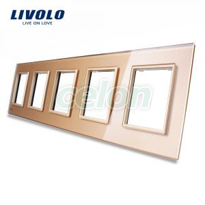 Rama cvintuplu din sticla Livolo, Prize - Intrerupatoare, Livolo, Livolo