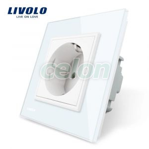 Priza simpla Livolo cu rama din sticla, Prize - Intrerupatoare, Livolo, Livolo