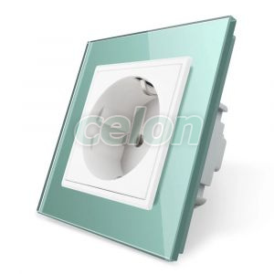 Priza simpla Livolo cu rama din sticla, Prize - Intrerupatoare, Livolo, Livolo