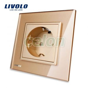 Priza simpla Livolo cu rama din sticla, Prize - Intrerupatoare, Livolo, Livolo