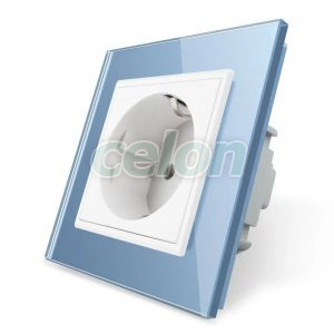 Priza simpla Livolo cu rama din sticla, Prize - Intrerupatoare, Livolo, Livolo