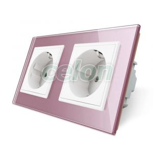 Priza dubla Livolo cu rama din sticla, Prize - Intrerupatoare, Livolo, Livolo