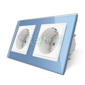 Priza dubla Livolo cu rama din sticla, Prize - Intrerupatoare, Livolo, Livolo