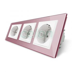 Priza tripla Livolo cu rama din sticla, Prize - Intrerupatoare, Livolo, Livolo