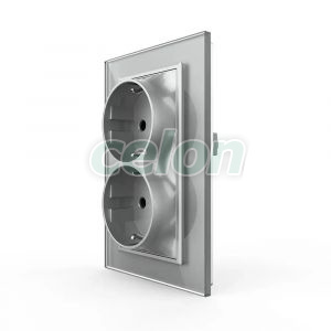 Priza Dubla Livolo cu Rama din Sticla Pentru Doza Simpla, Prize - Intrerupatoare, Livolo, Livolo