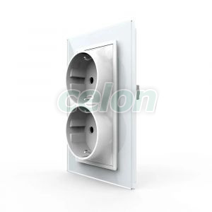 Priza Dubla Livolo cu Rama din Sticla Pentru Doza Simpla, Prize - Intrerupatoare, Livolo, Livolo