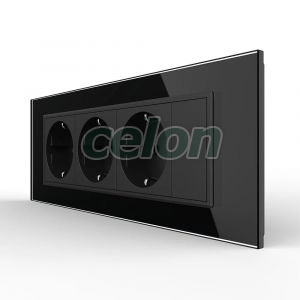 Priza tripla cu blank Livolo cu rama din sticla 6/7 module - standard Italian, Prize - Intrerupatoare, Livolo, Livolo