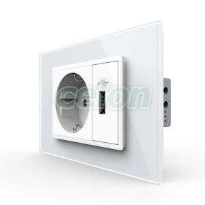 Priza simpla cu USB Livolo standard italian, Prize - Intrerupatoare, Livolo, Livolo