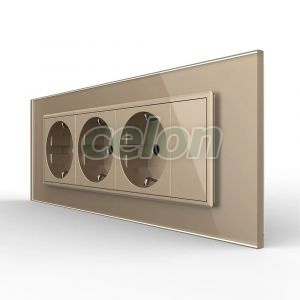 Priza tripla cu blank Livolo cu rama din sticla 6/7 module - standard Italian, Prize - Intrerupatoare, Livolo, Livolo