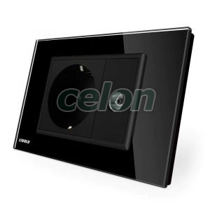 Priza simpla din rama de sticla Schuko cu TV Livolo, Prize - Intrerupatoare, Livolo, Livolo