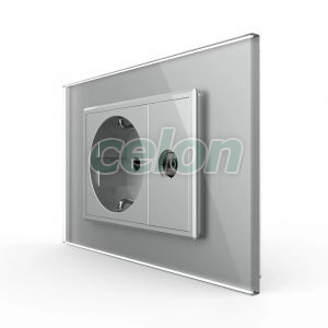 Priza simpla din rama de sticla Schuko cu TV Livolo, Prize - Intrerupatoare, Livolo, Livolo