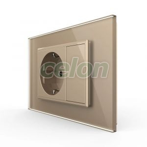 Priza simpla cu blank Livolo cu rama din sticla 3M, standard Italian, Serie noua, Prize - Intrerupatoare, Livolo, Livolo